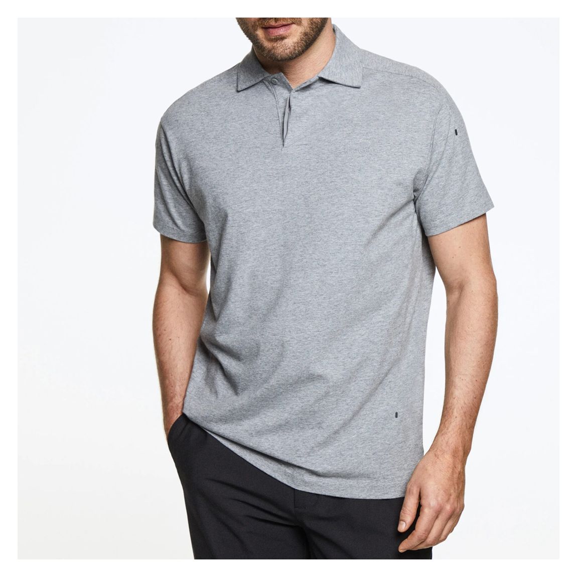 Grey Stretch Cotton Blend Polo Shirt main product photo