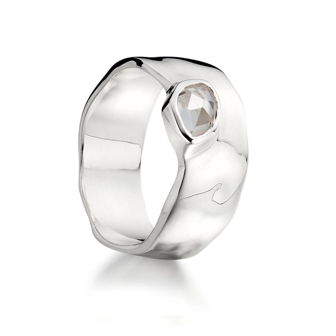 Sterling Silver Siren Wide Band - White Topaz main product photo