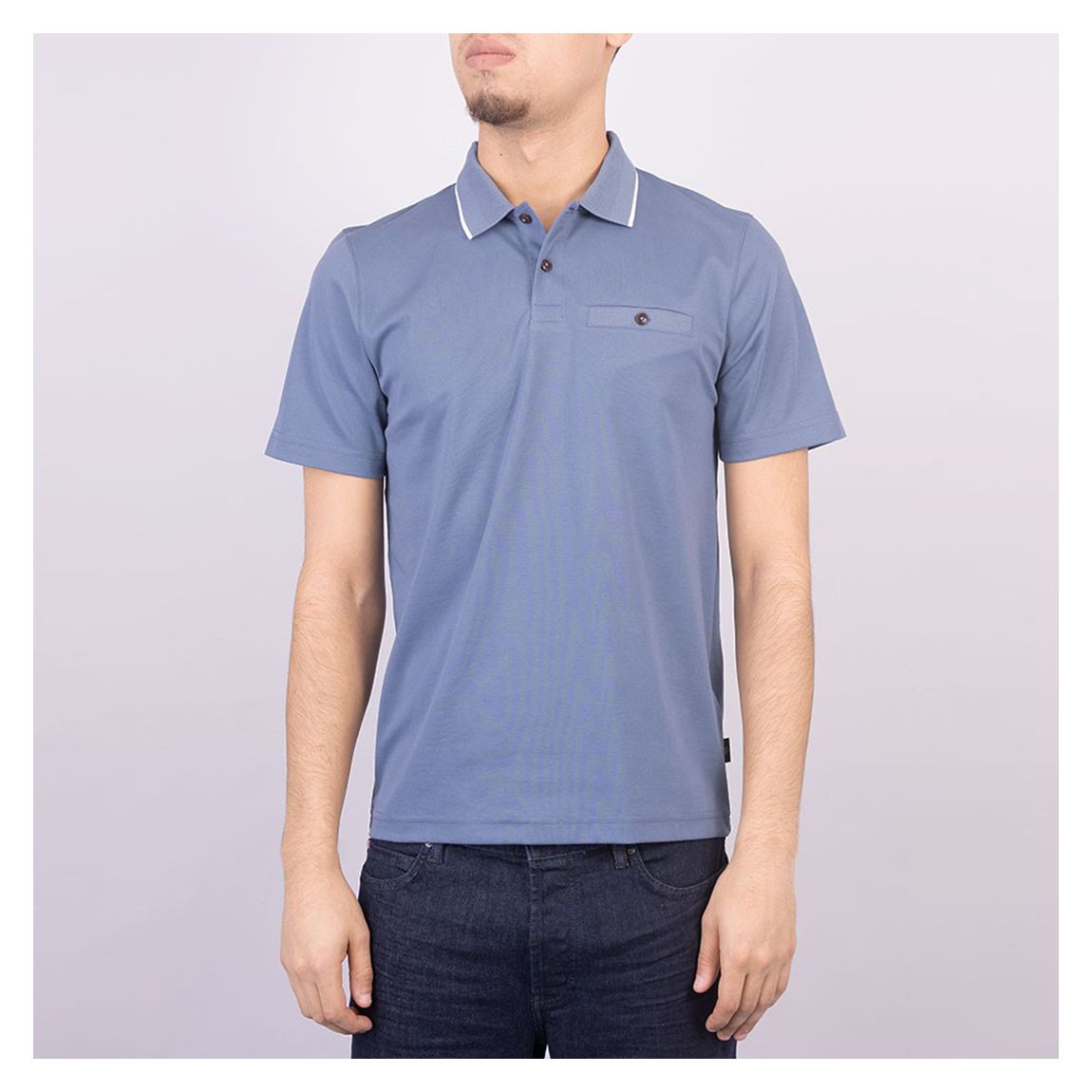 Blue Galton Cotton Blend Polo Shirt main product photo