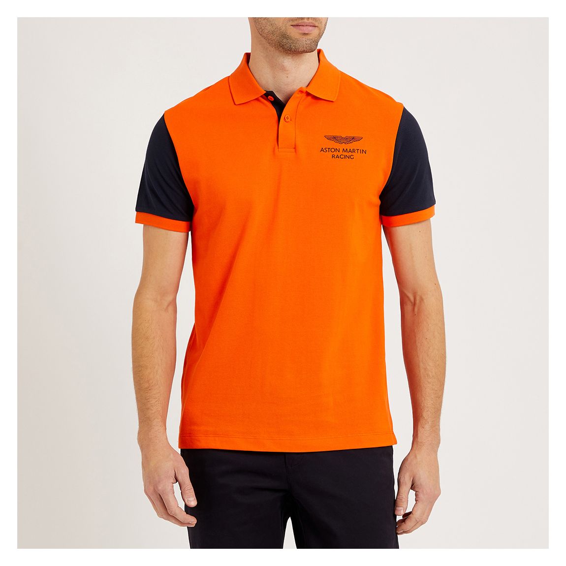 Orange Colour Block AMR Cotton Polo Shirt main product photo