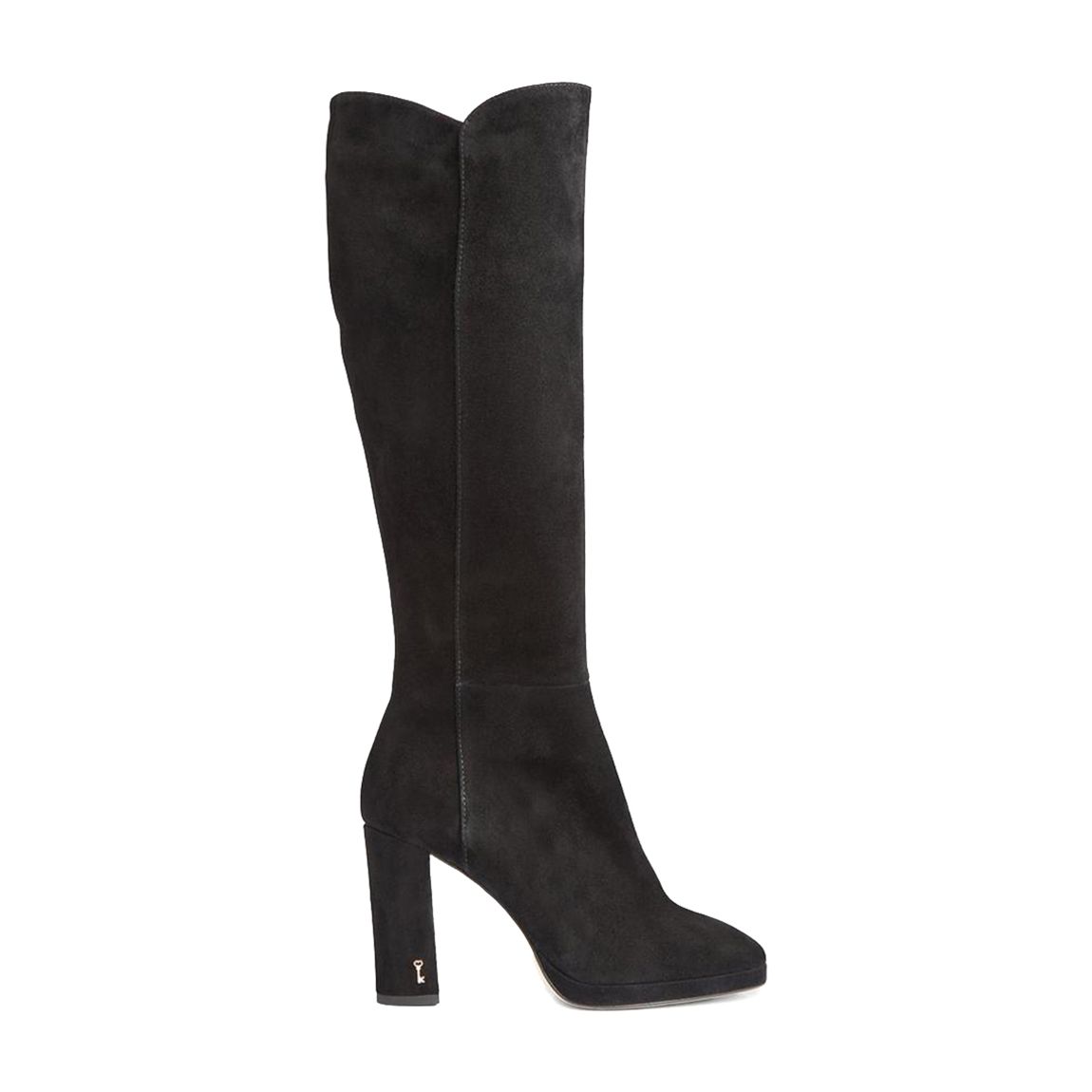 Black Samira Suede Platform Heeled Long Boots main product photo