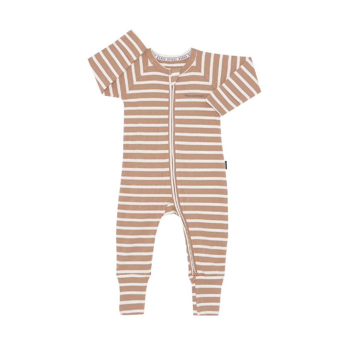Taupe Stripe Wide Needle Cotton Blend Wondersuit main product photo