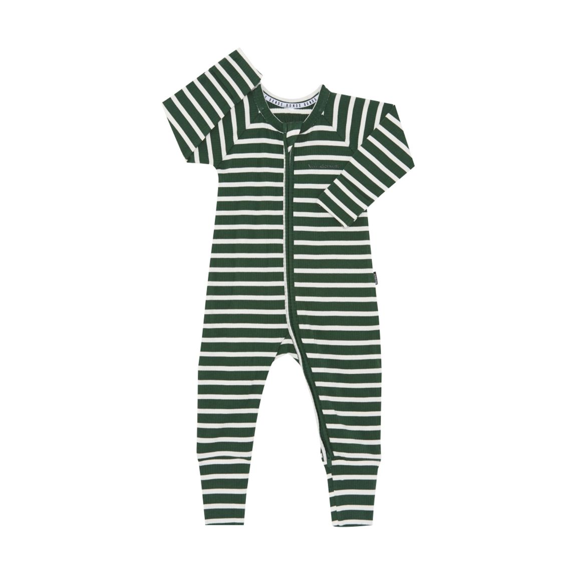 Dark Green Stripe Wide Needle Cotton Blend Wondersuit main product photo