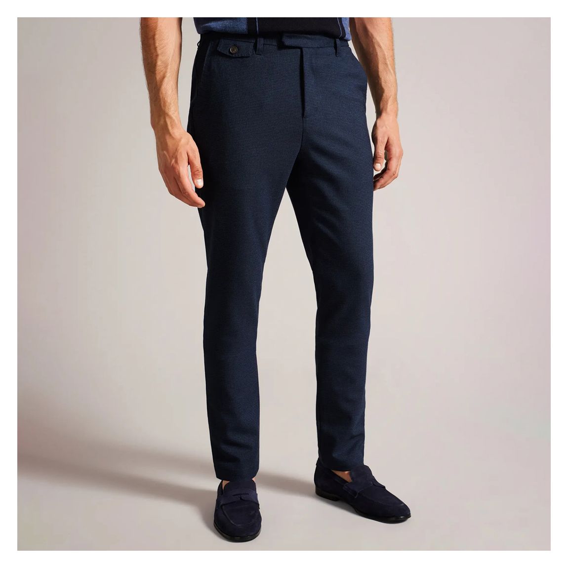Dark Blue Slim Fit Houndstooth Chino Trouser main product photo