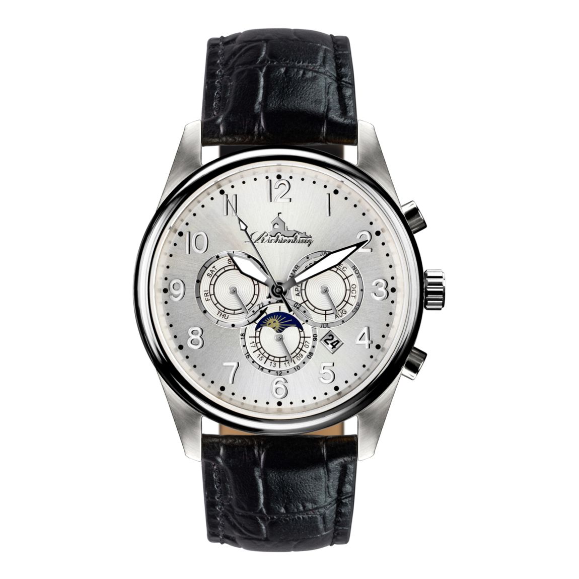 Men's Black/Rose Gold Stainless Steel/Leather Athen Watch main product photo