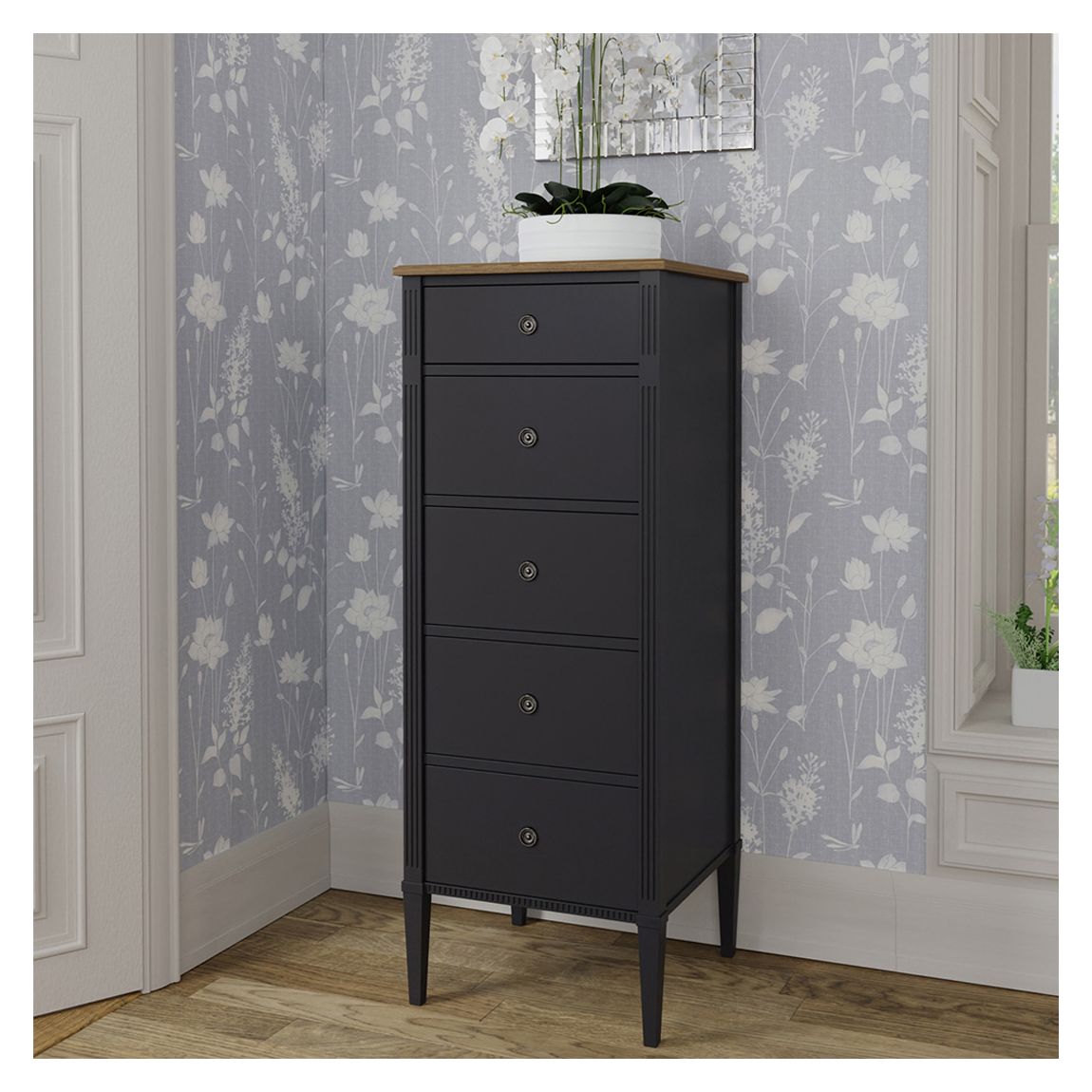 Eleanor Tall Chest, Charcoal & Oak main product photo
