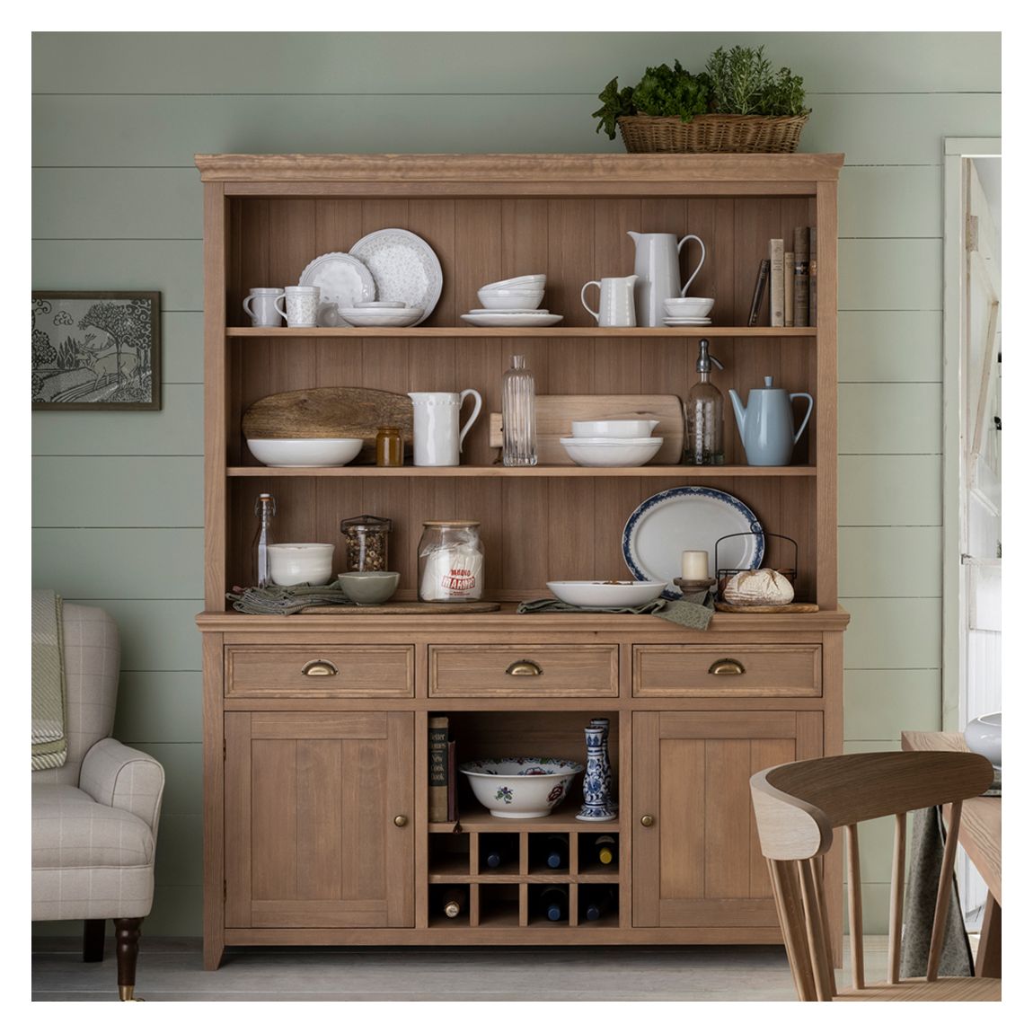 Merrion Antique Pine Top Dresser Shelving Unit Only for 2 Door 3 Drawer Sideboard main product photo