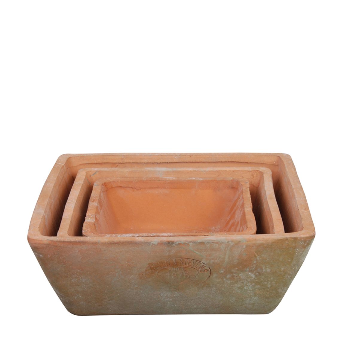 Set Of 3 Rectangular Terracotta Pots, Orange main product photo
