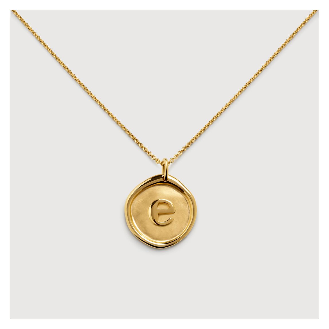 Gold Vermeil Initial E Stamp Chain Necklace - Gold main product photo