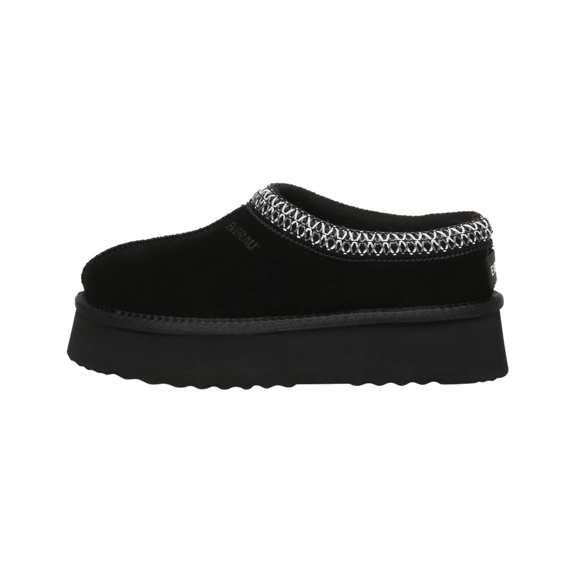 Women's Black Wonga Platform Suede Slippers main product photo