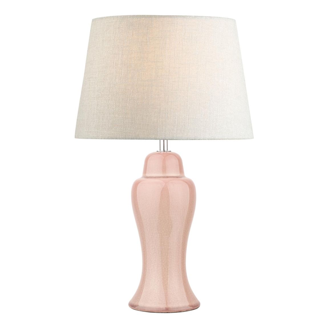 Laura Ashley Regina Small Table Lamp Pink Crackle Glaze and Polished Chrome Base Only main product photo