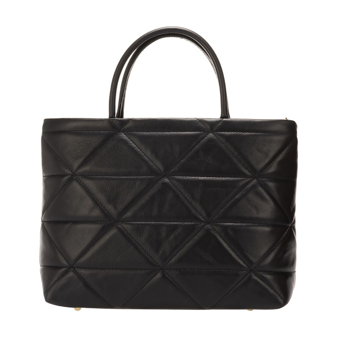 Black Leather Quilted Top Handle Bag main product photo