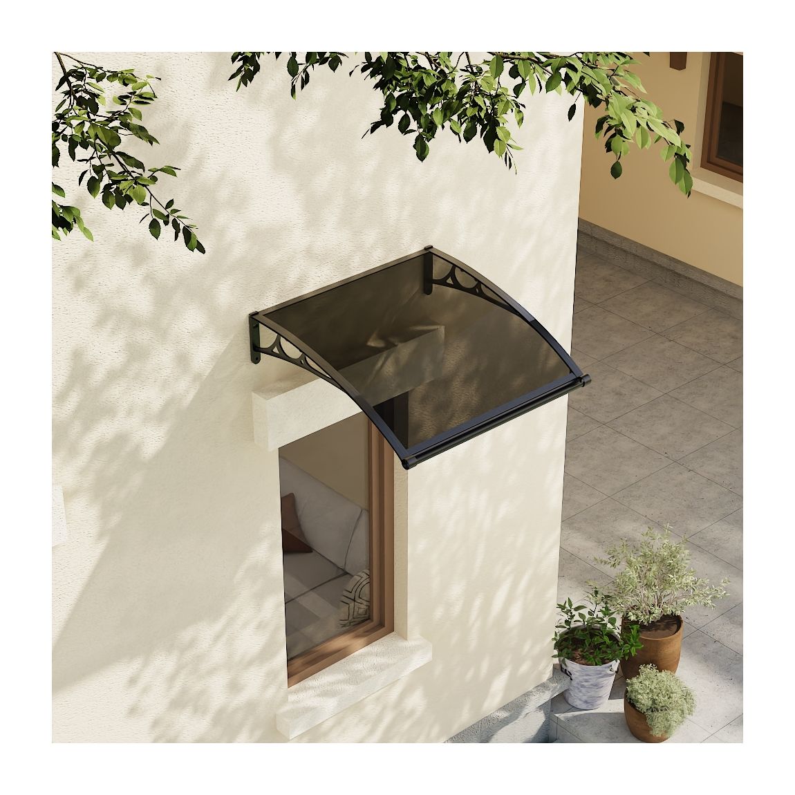 100cm Outdoor Door Canopy Window Awning - Black main product photo