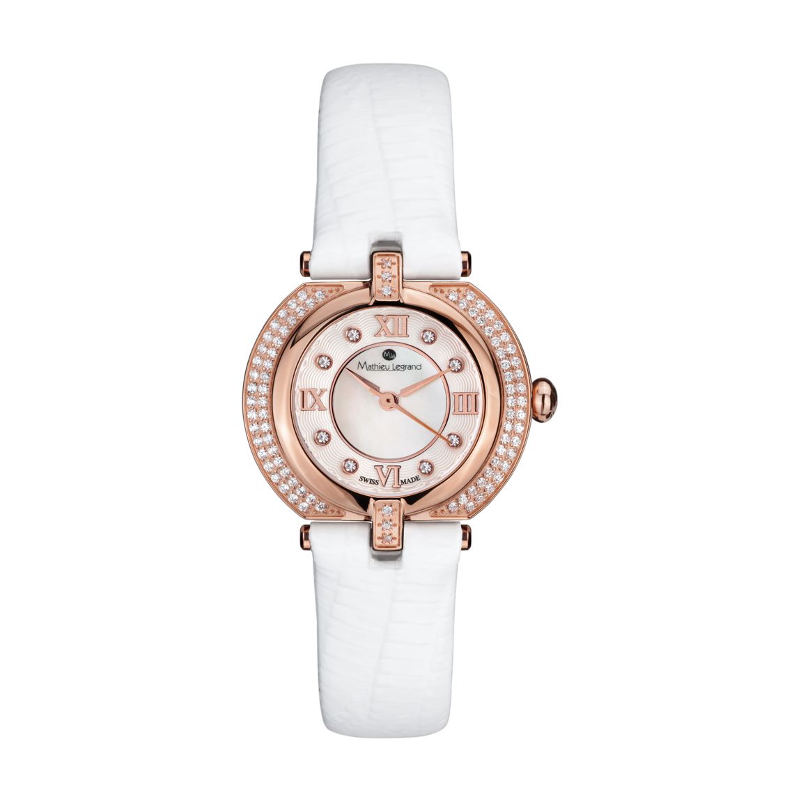 Women's Rose Gold/White Mother of Pearl/Crystal Mille Cailloux Watch main product photo