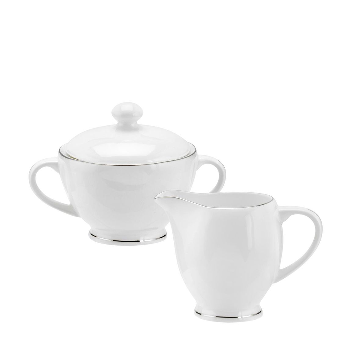 White Platinum Serendipity Fine Bone China Sugar & Creamer Set main product photo