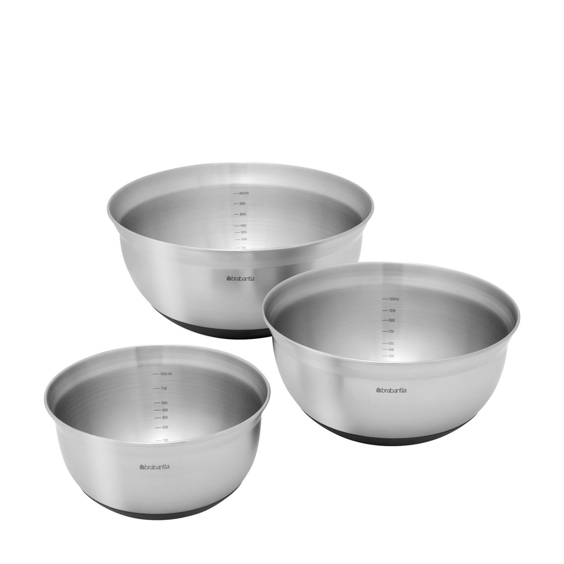 Set of 3 Matt Steel Mixing Bowls main product photo