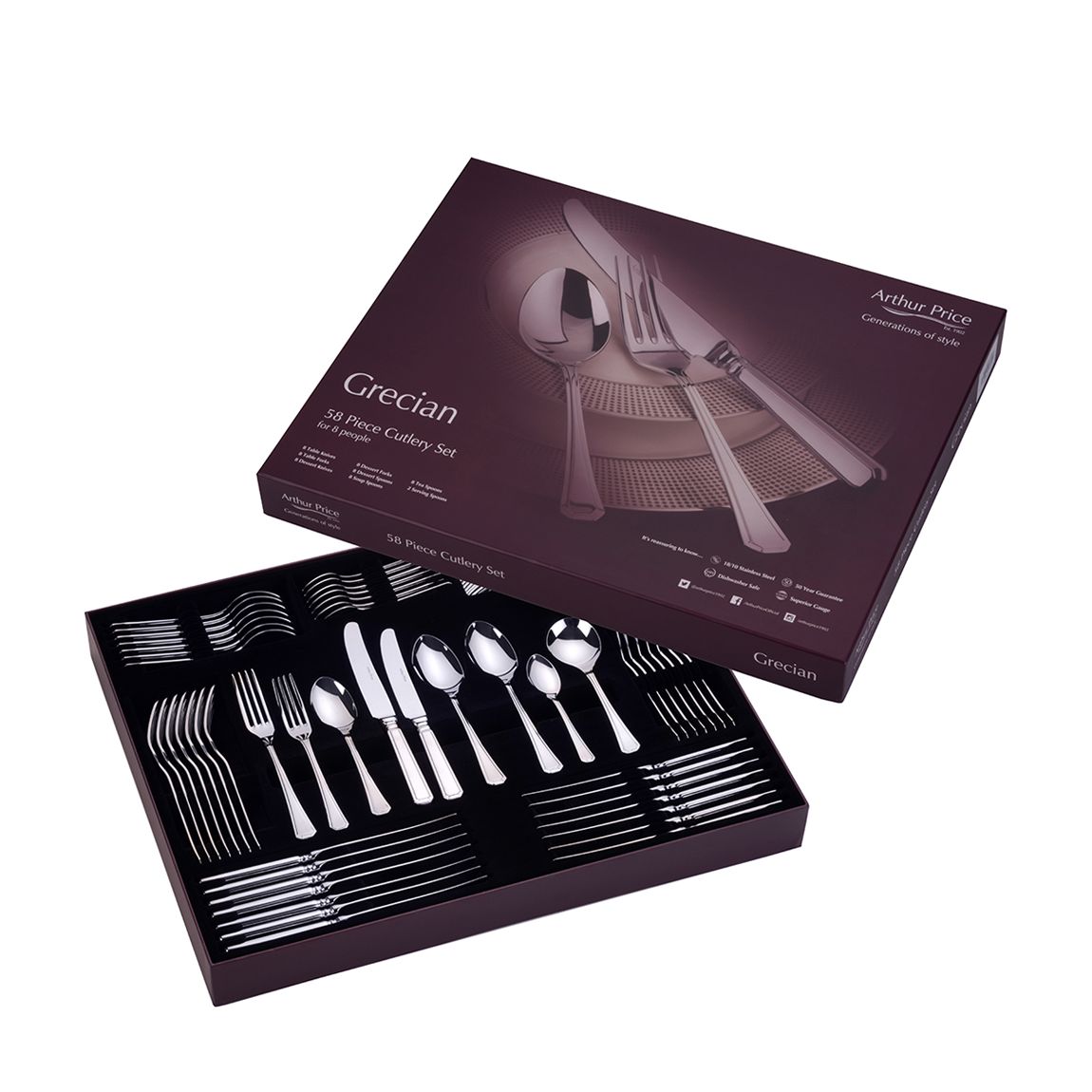 58 Piece Grecian Boxed Cutlery Set main product photo