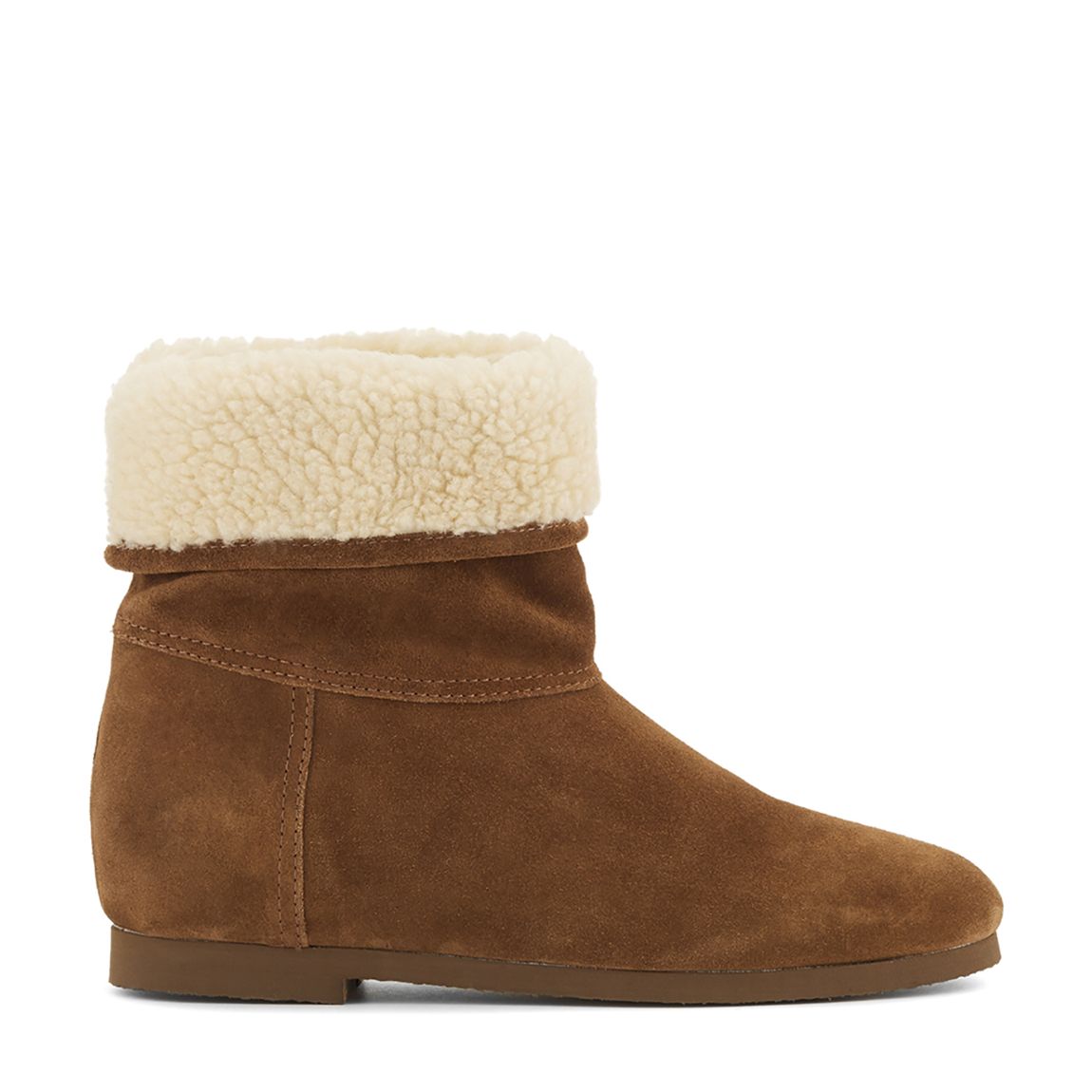 Brown Suede Livvy Flat Faux Fur Boots main product photo