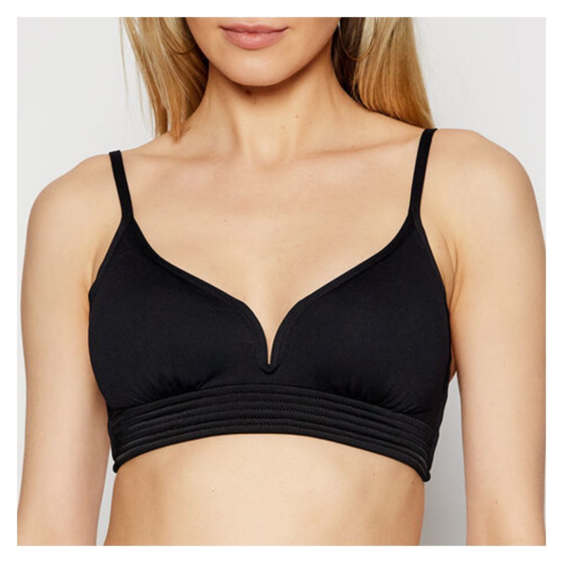 Black Quilted Bralette Bikini Top main product photo