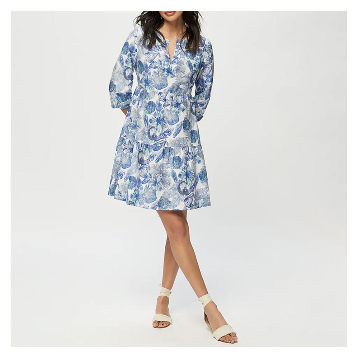Blue Seashells V Neck Tunic Dress main product photo