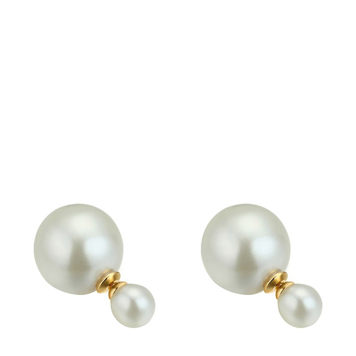 White/Gold Double Pearl Earrings main product photo