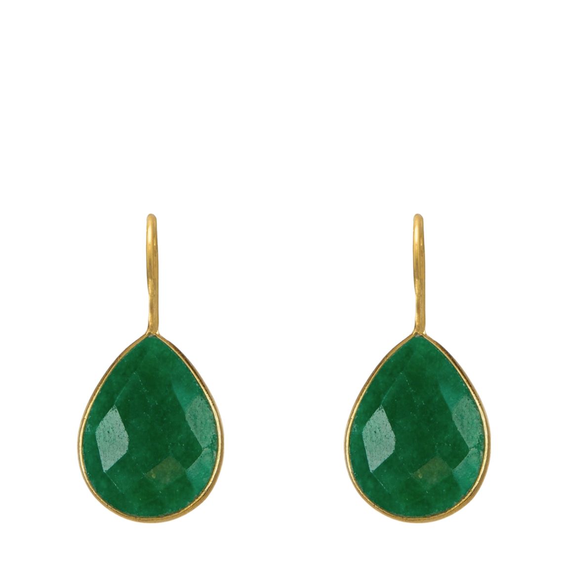 Gold Plated Emerald Pear Drop Earrings main product photo