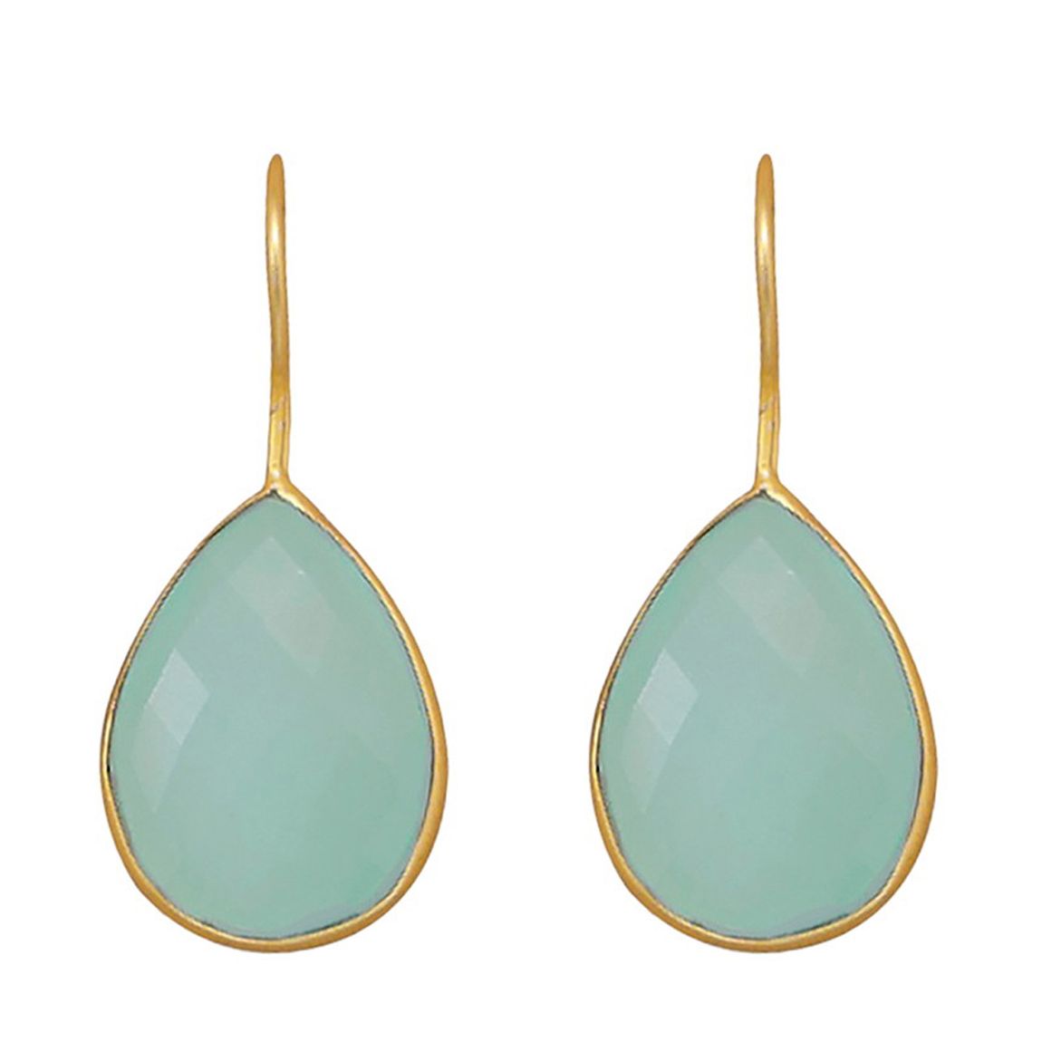 Sea Green Chalcedony Pear Drop Earrings main product photo