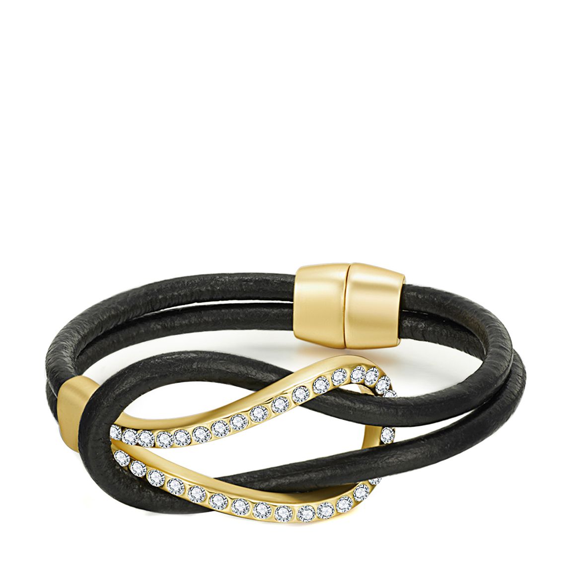 Gold/Black Leather Bracelet main product photo