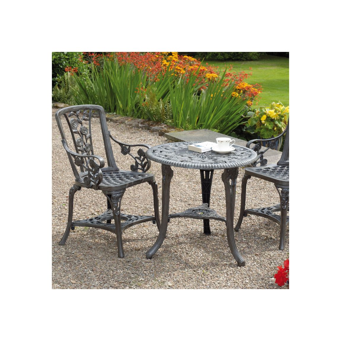 Greenhurst 3 pce Rose Bistro Set Grey main product photo