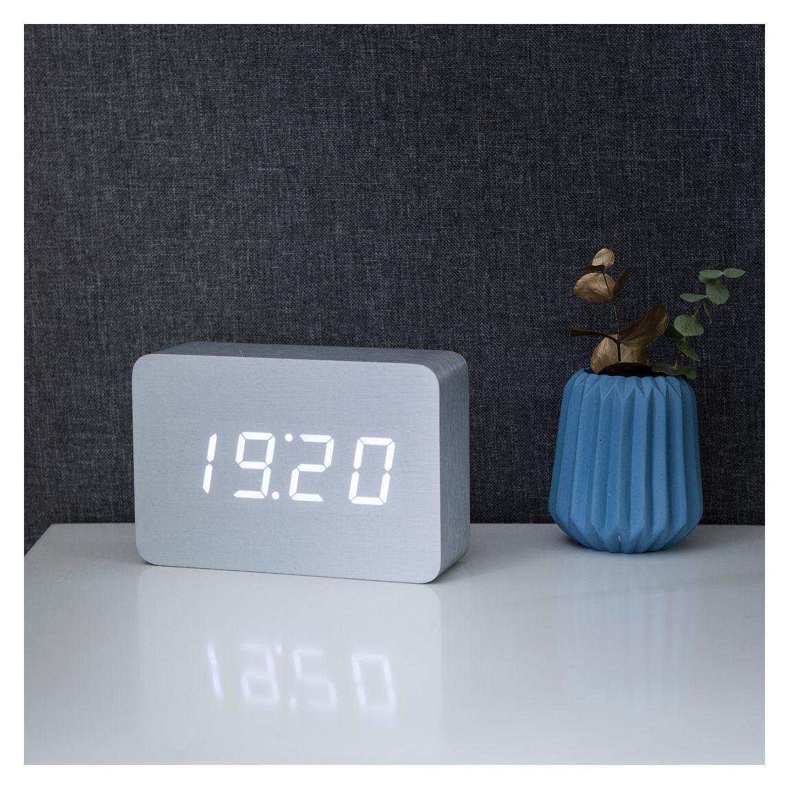 Aluminium Brick Click Clock with White LED main product photo