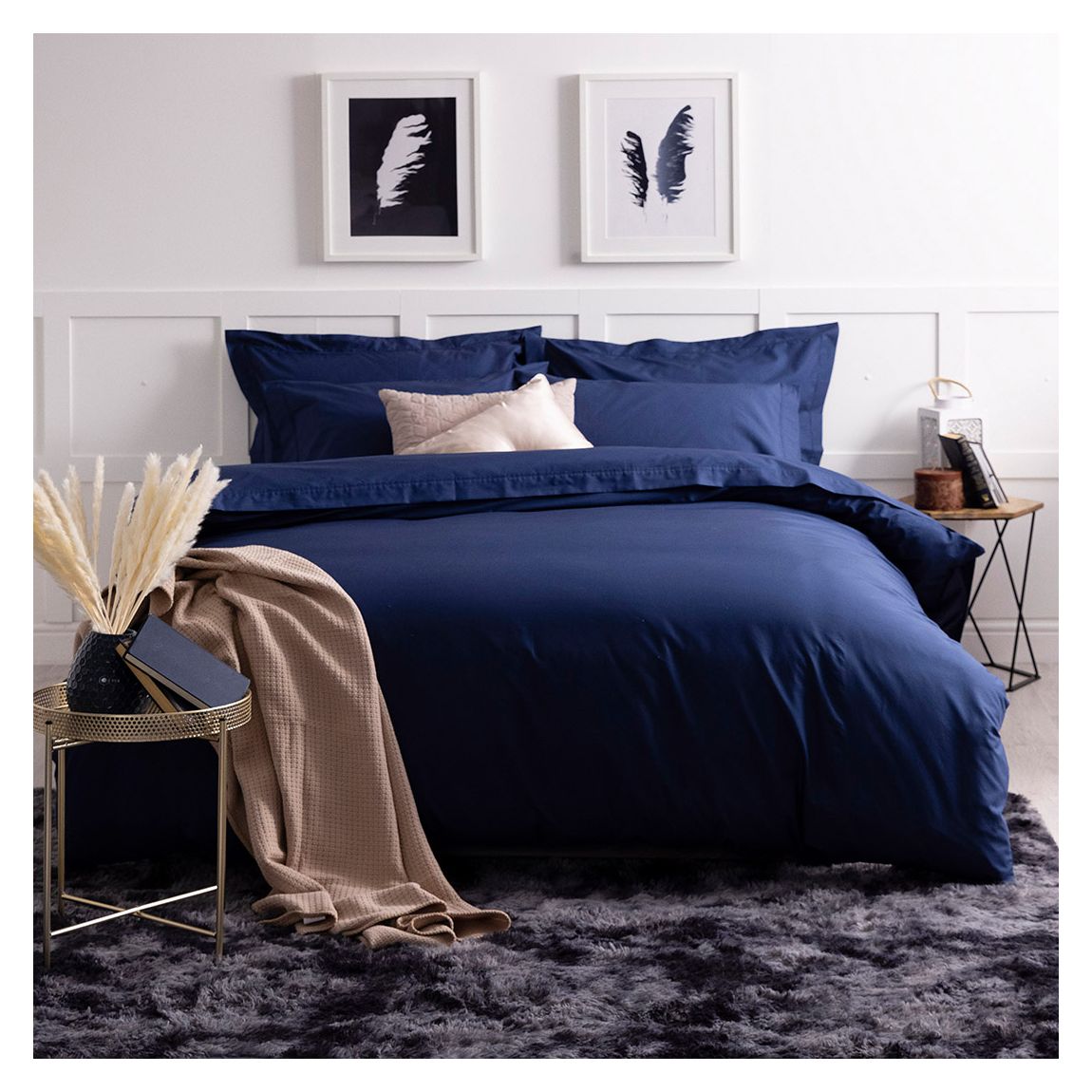 Egyptian Cotton Single Duvet Cover, Navy main product photo