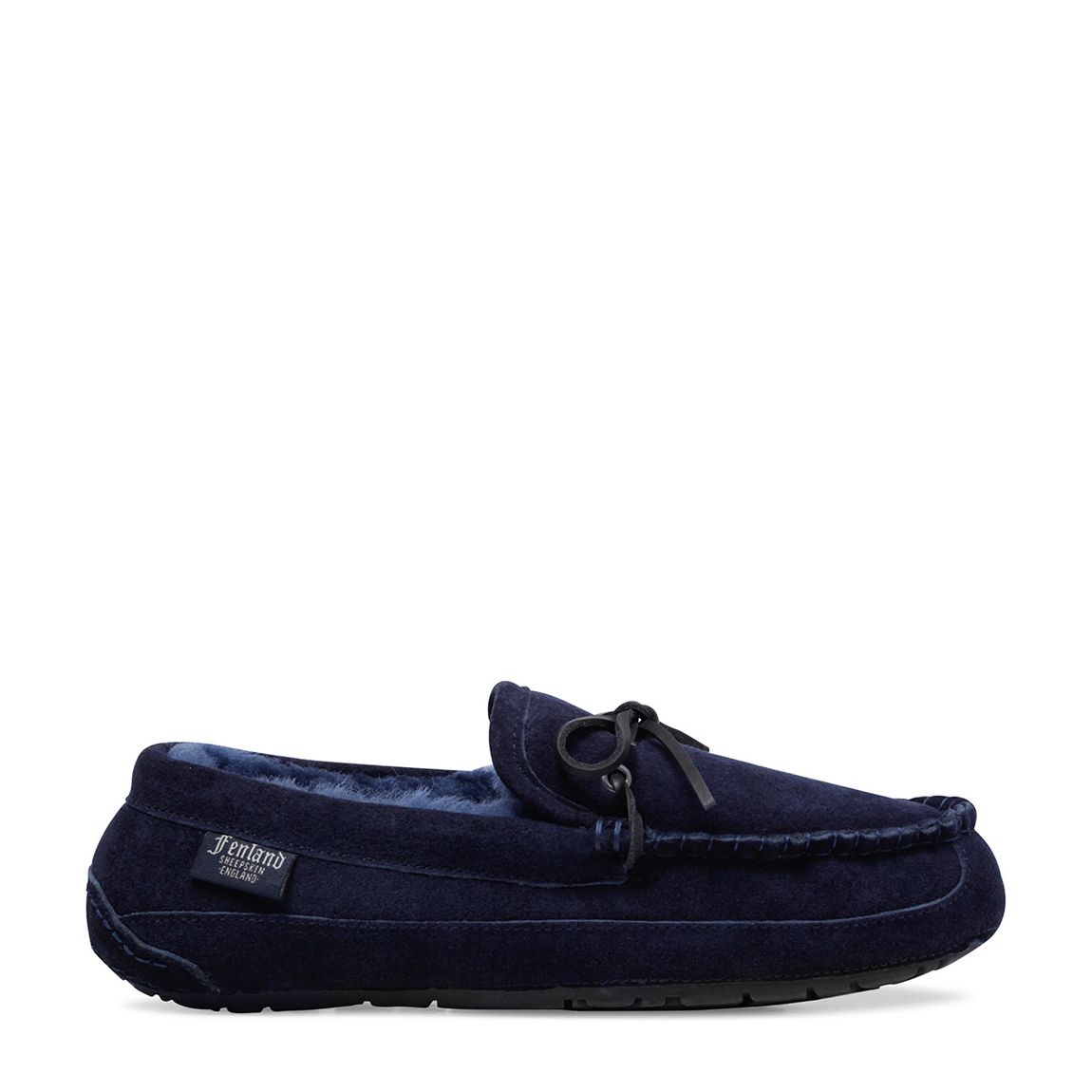 Men's Navy Sheepskin Moccasin Slipper main product photo