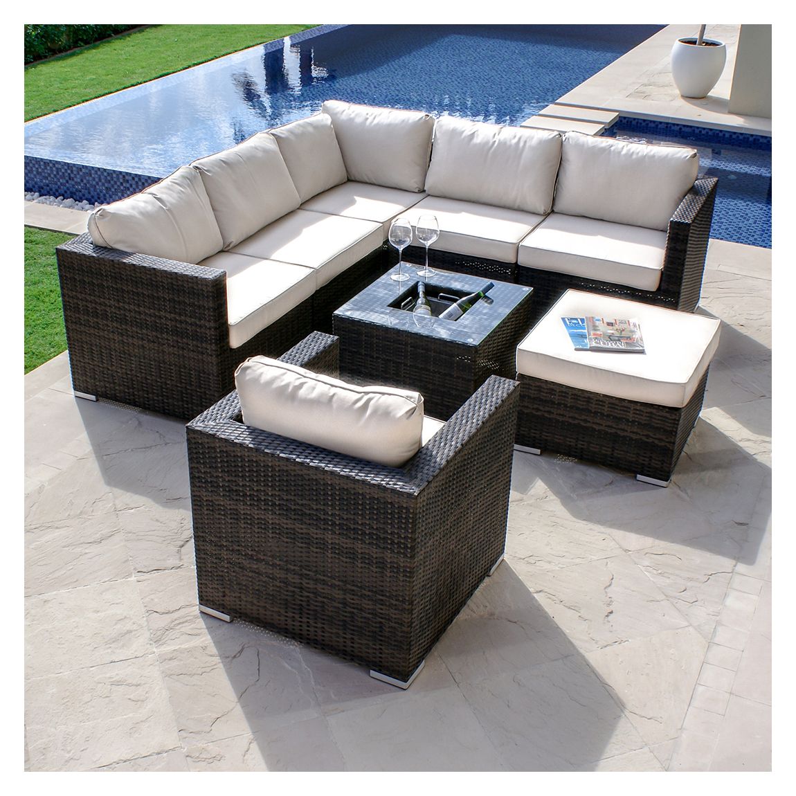 SAVE £364 - London Corner Group with Chair with Ice Bucket / Brown main product photo