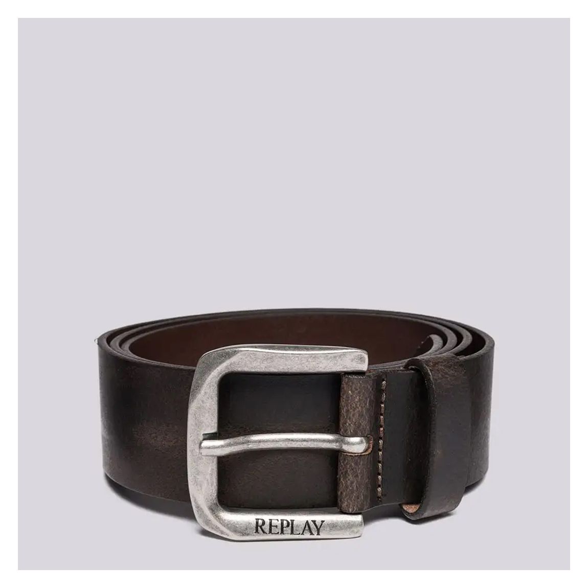 Brown Branded Leather Buckle Belt main product photo