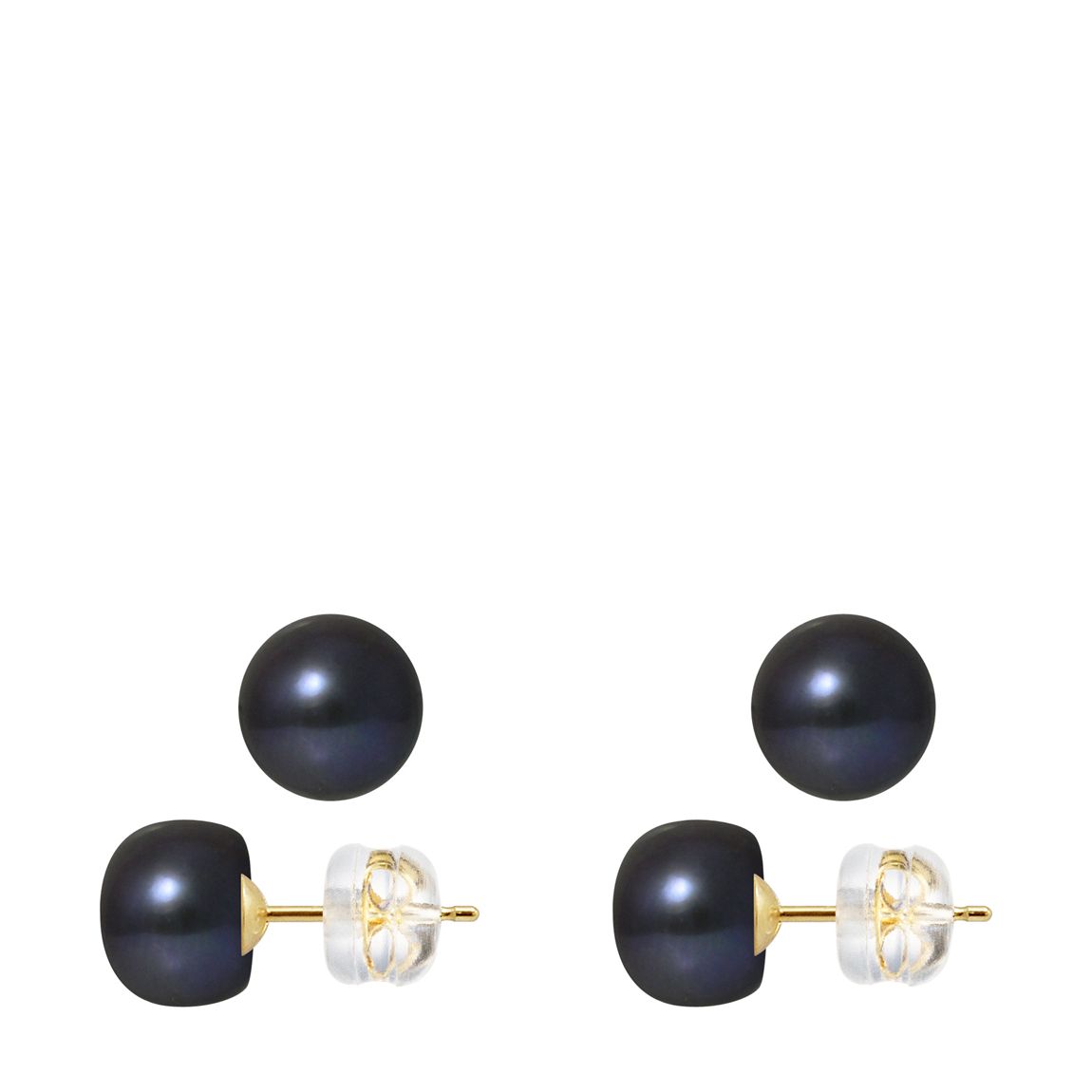 Black Tahiti Yellow Gold Freshwater Pearl Earrings main product photo