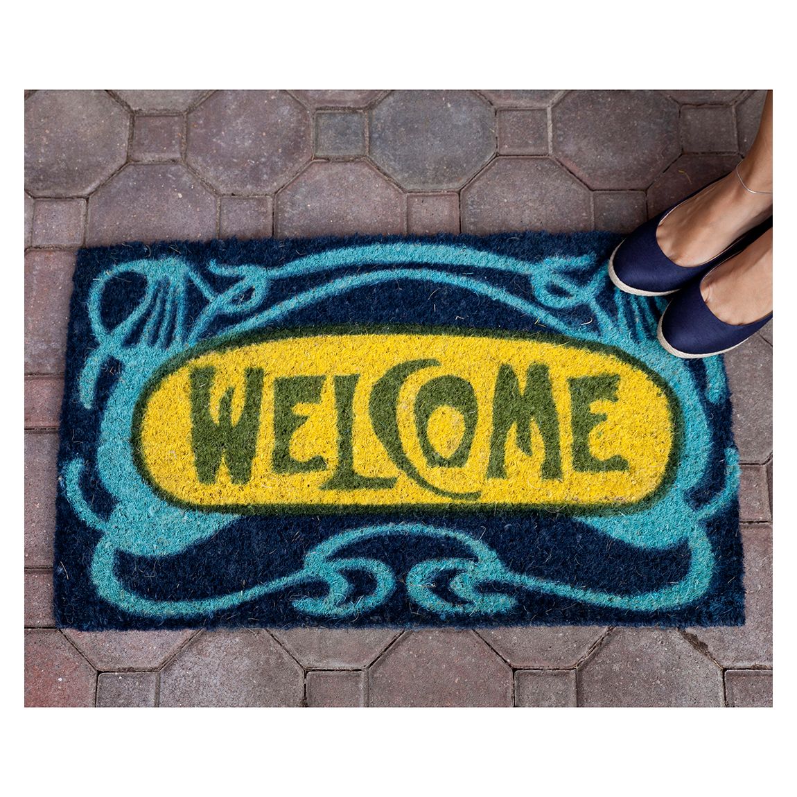 Art Nouveau Welcome Handwoven Coconut Fiber Doormat main product photo