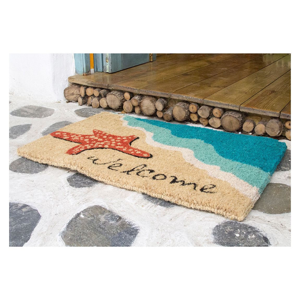 Starfish Welcome Handwoven Coconut Fiber Doormat main product photo