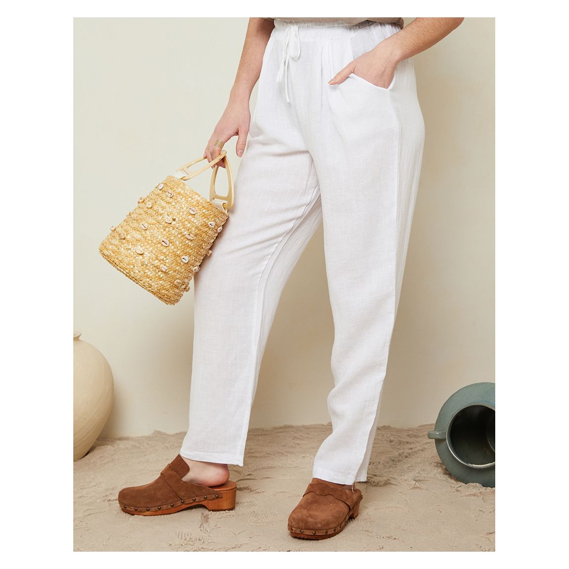 White Linen Harem Pants main product photo