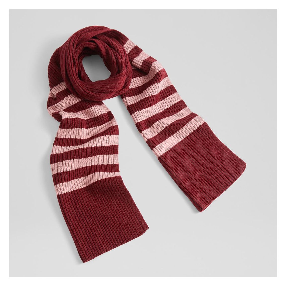 Burgundy Lucy Stripe Ribbed Knit Scarf main product photo