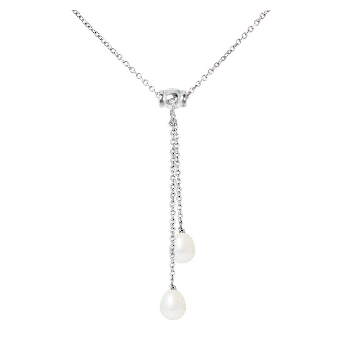 White Double Pearl Drop Necklace main product photo