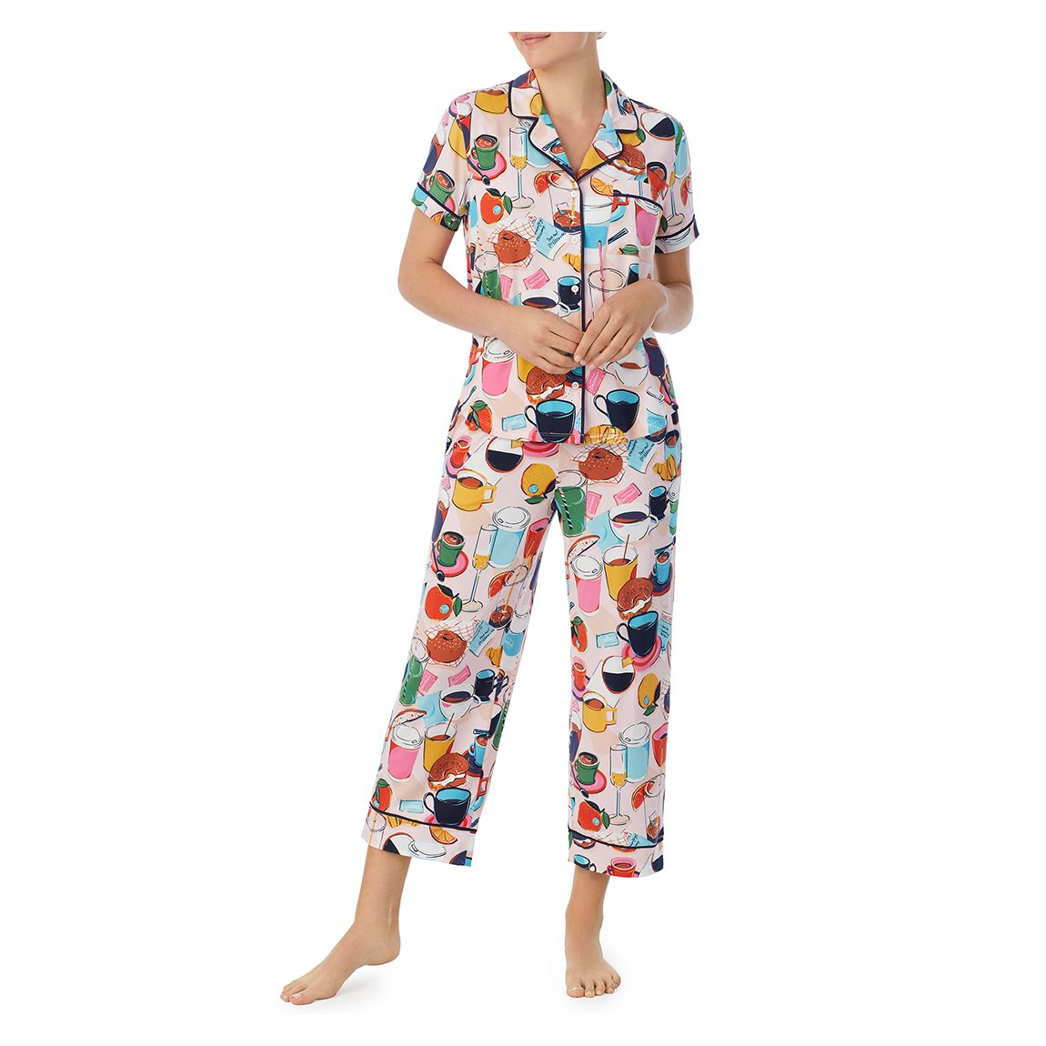 Multi Coffee Shop Jersey Cropped Pyjama main product photo