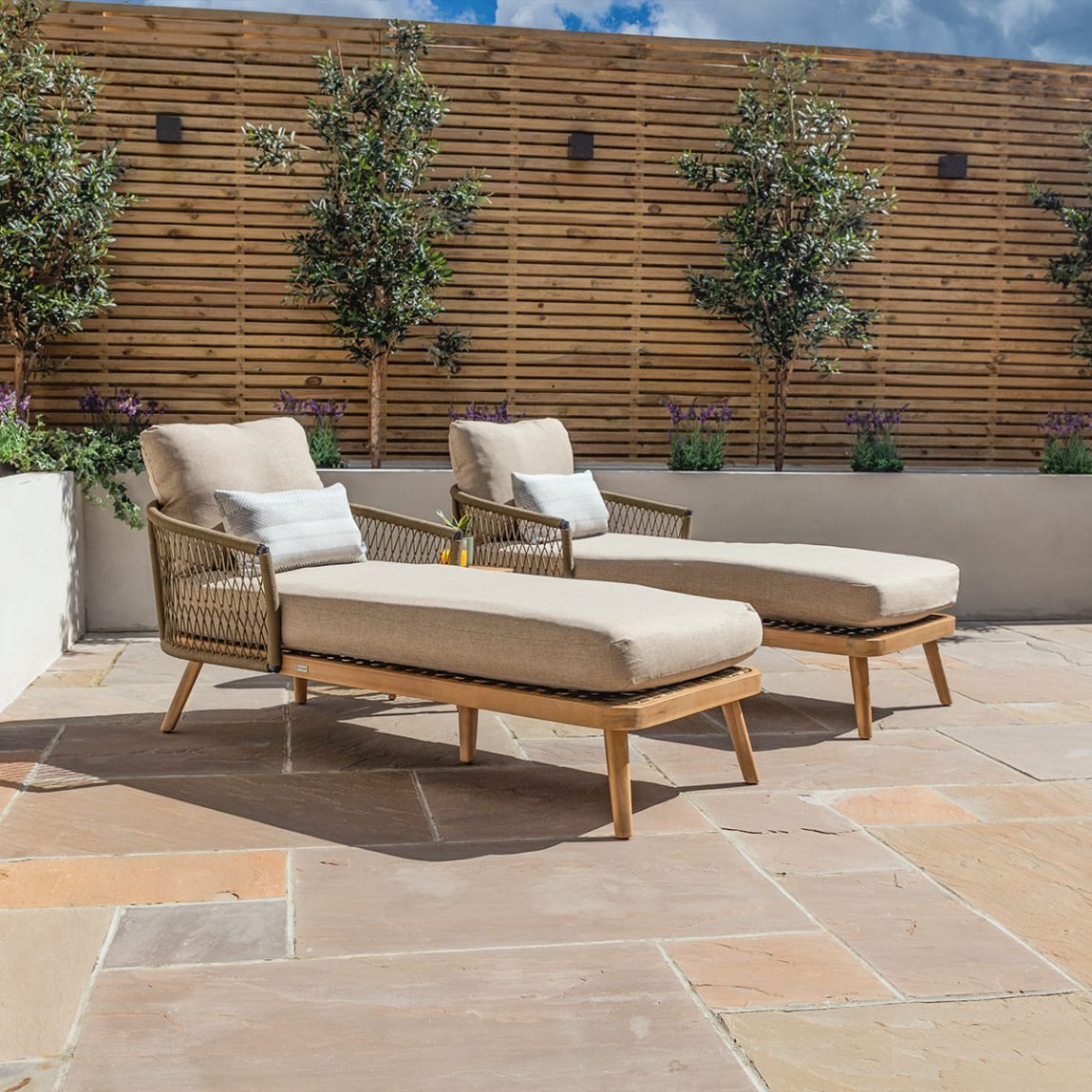 New Bali Double Sunlounger Set - Sandstone main product photo