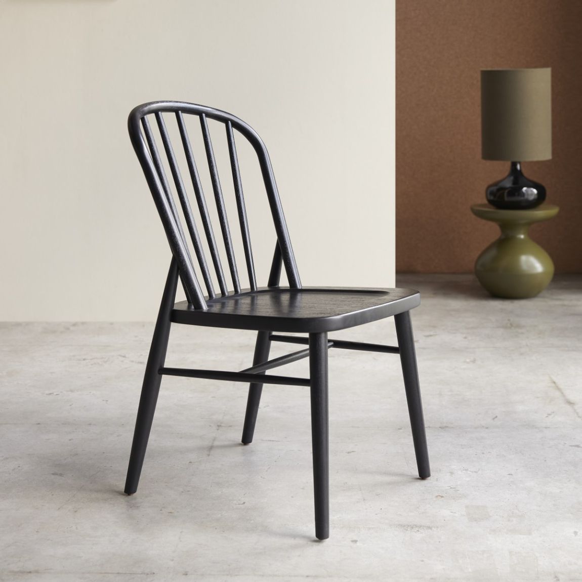 Leonor - Spindle-back chair in black solid acacia wood main product photo