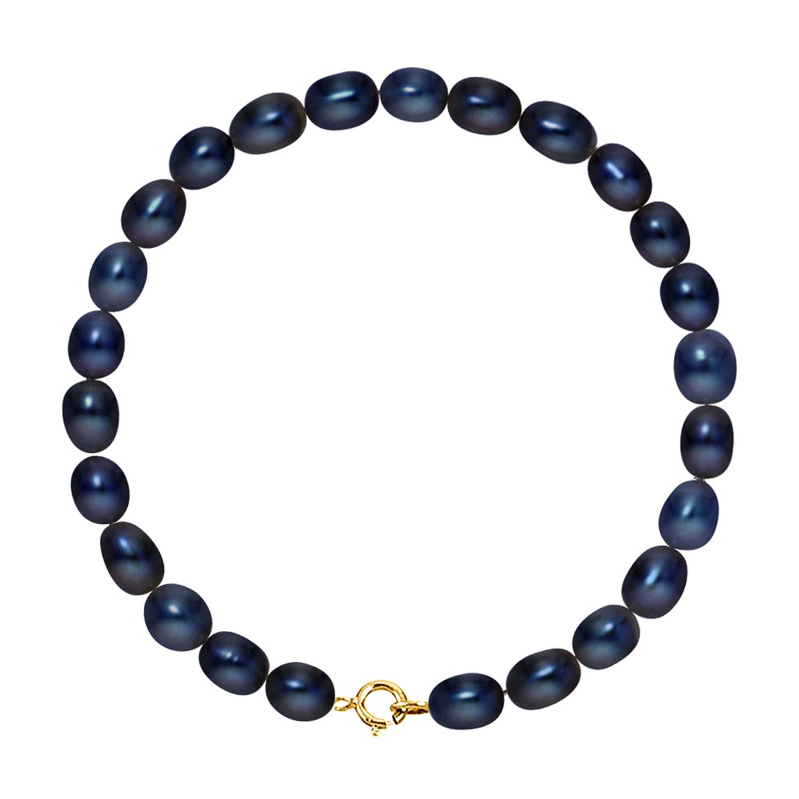 Black/Yellow Gold Freshwater Pearl Grain Rice Bracelet main product photo