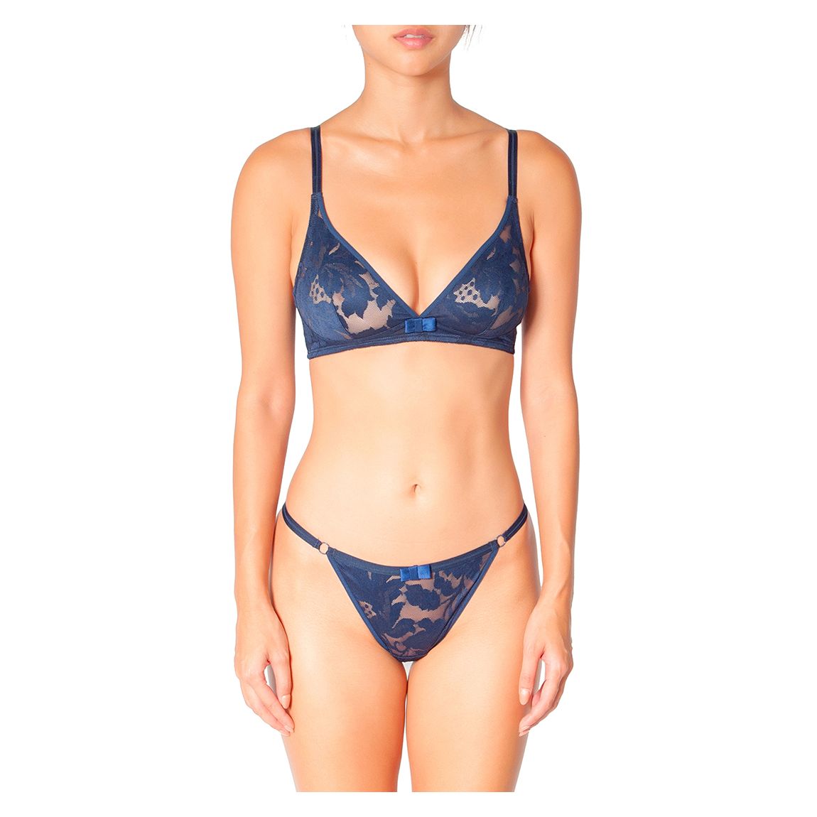 Navy Pansy Triangle Bralette main product photo