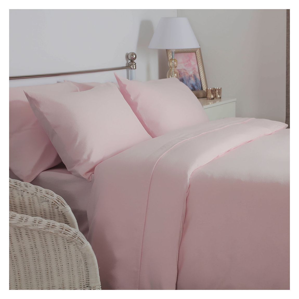 Brushed Cotton Double Duvet Cover, Pink main product photo