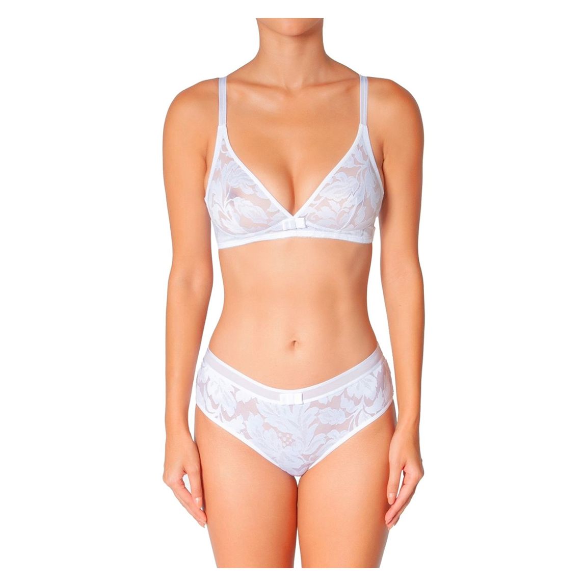 White Pansy Triangle Bralette main product photo