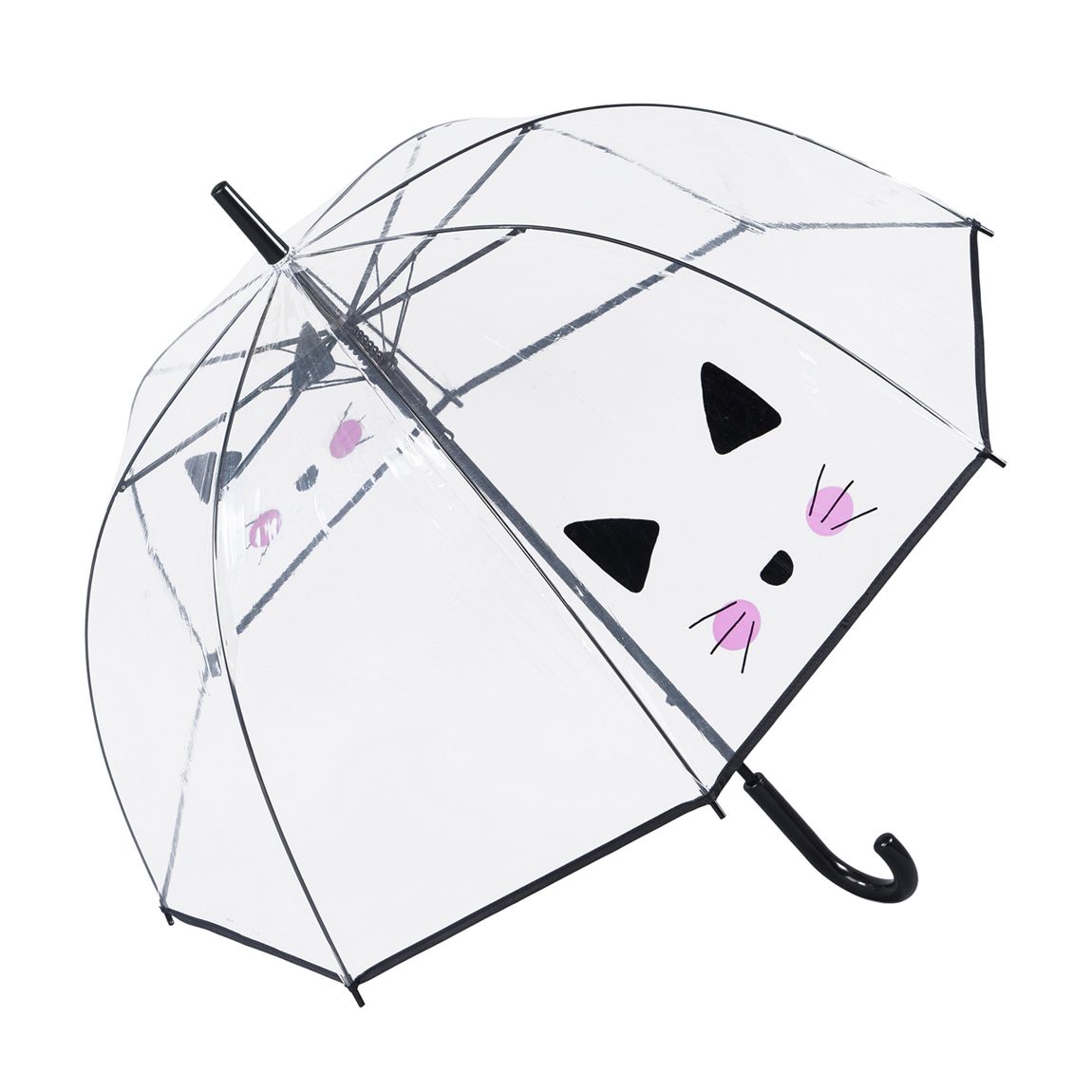 Transparent/Black Cat Birdcage Umbrella main product photo
