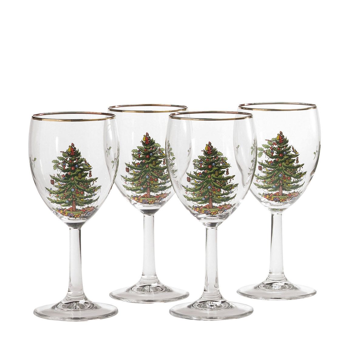Set of 4 Christmas Tree Wine Glasses main product photo