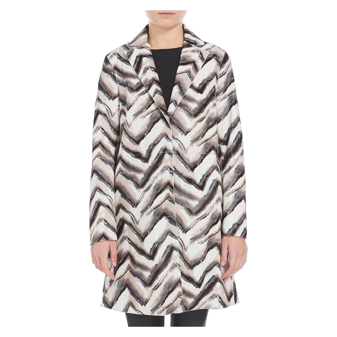 Grey Printed Leather Coat main product photo